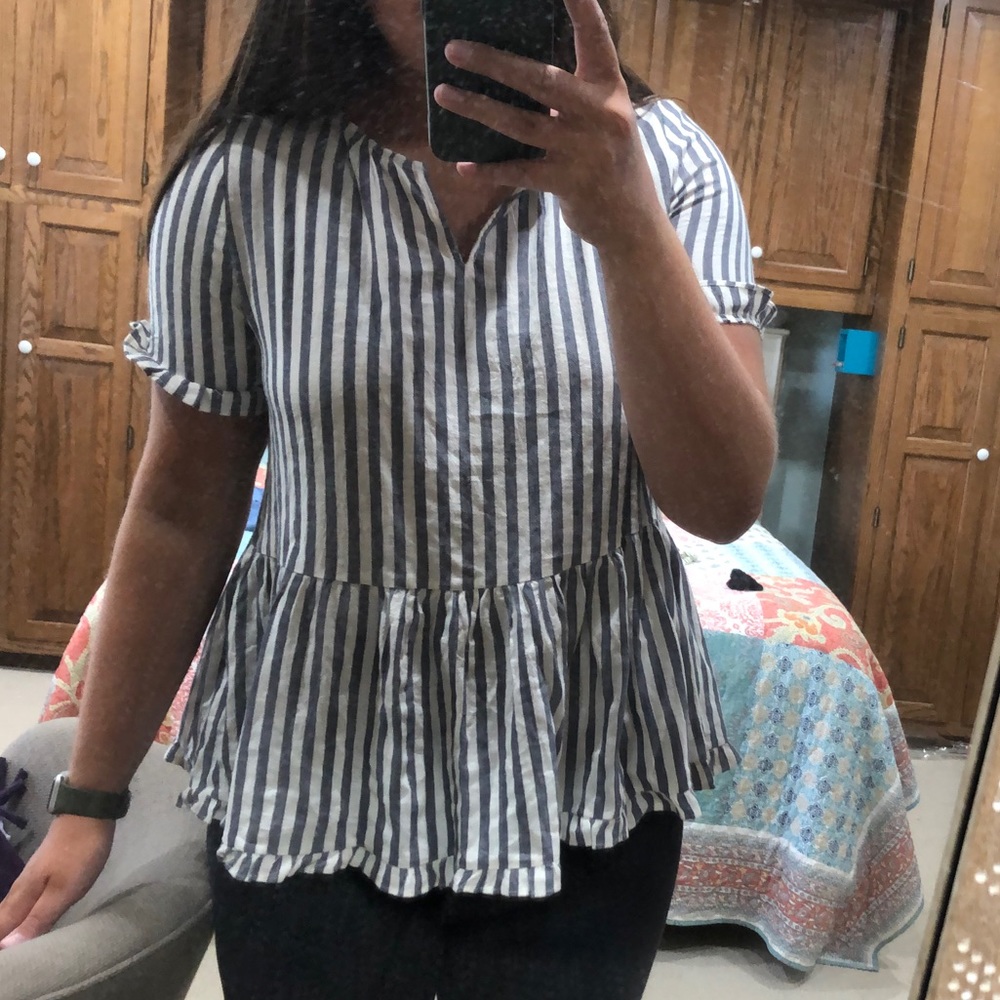 boutique brand striped peplum blouse